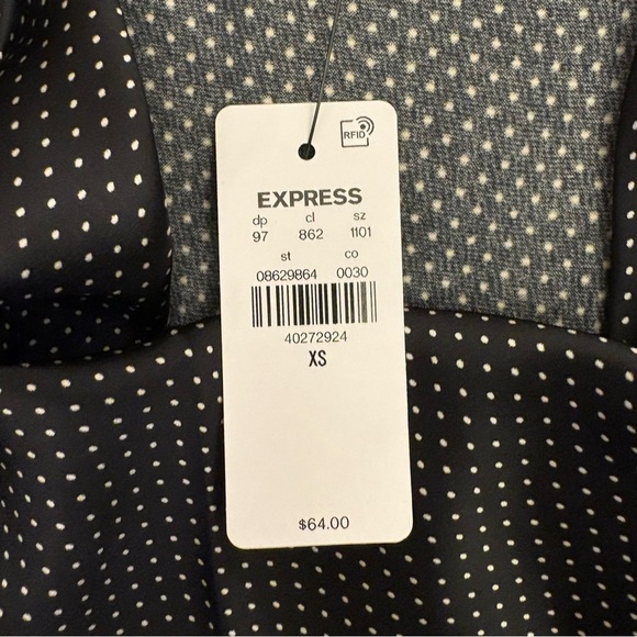 Express Women's Bodysuit Size XS Satin Polka Dot Cowl Neck Gramercy NWT $64 - Picture 12 of 15